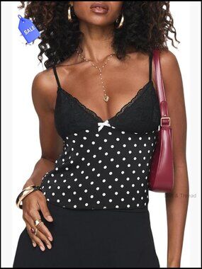 Y2K Lace Trim Tank Crop Top Spaghetti Strap Cami Slim Fit Streetwear